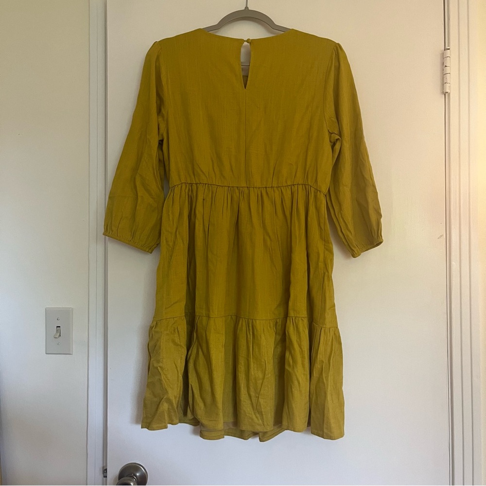 Mustard Embroidered Dress Roolee - Picture 3 of 4